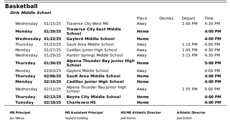 Schedule